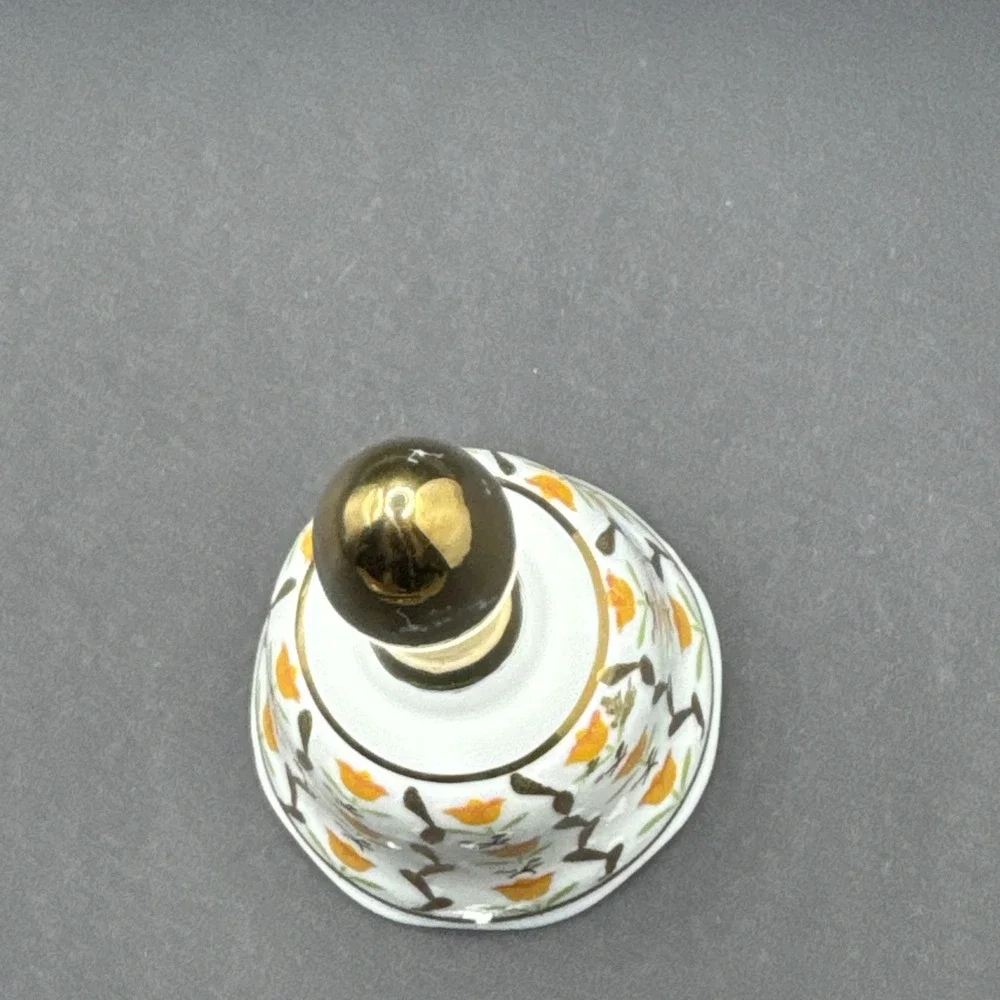 VTG Enesco Yellow Tulip Flowers with gold‎ trim Collector Dinner Bell